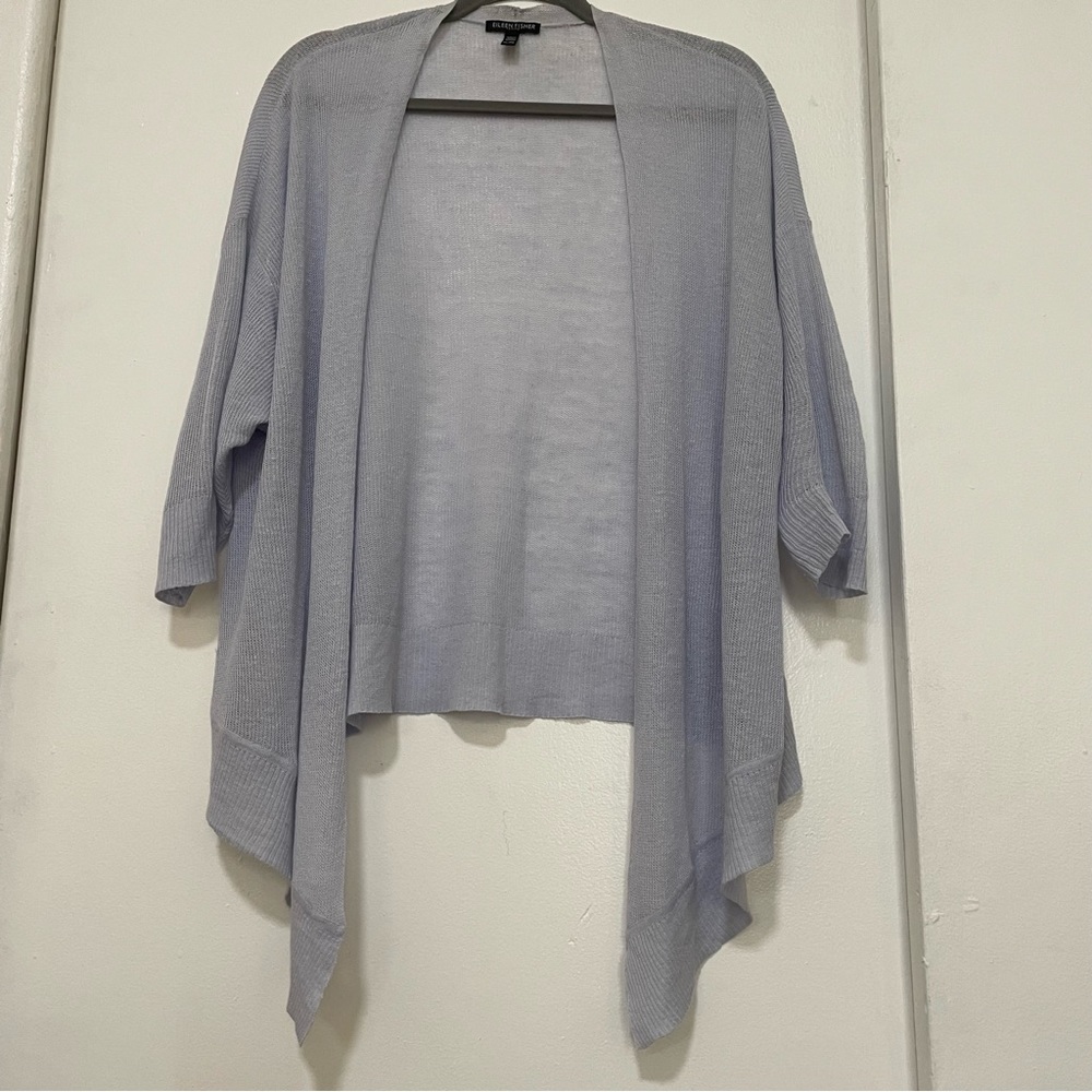 EILLEN FISHER Organic Linen and Cotton Light Blue  Women’s Cardigan size Large